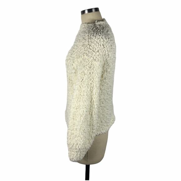 1. STATE Antique White Fuzzy Mock Neck Sweater Med - Picture 2 of 5
